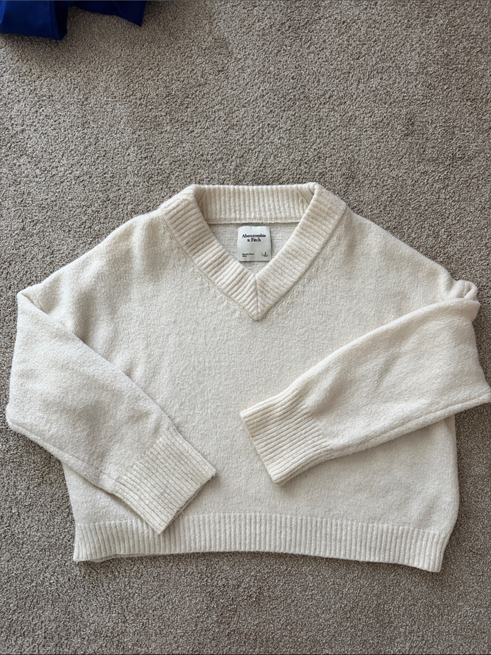 Abercrombie & Fitch Off-White V-Neck Knit Sweater